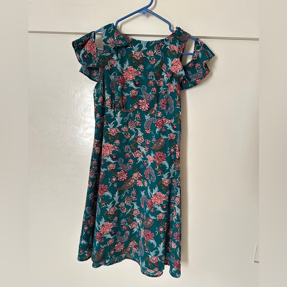 Xhilaration Floral Midi Dress - Teal and Pink
